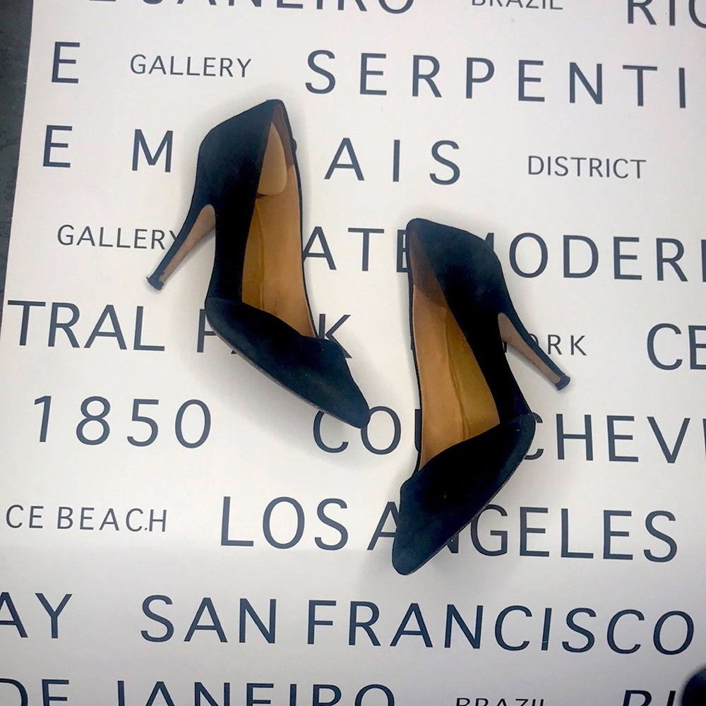 Asymmetrical Black Suede Madewell Pumps